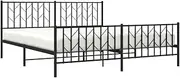 'vidaXL Steel Bed Frame with Headboard and Footboard, Strong Metal Construction, Extra Storage Space, Ideal Bed Base, Classic Design in Black - 183x203 cm King Size
