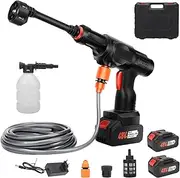 Battery Pressure Washer, 30 Bar Wireless Pressure Washer with 2000 mAh Battery, 6-in-1 Spray Head for Car, Home, Lawn, Garden, Fence