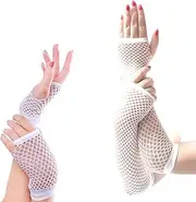 [Lotsdonxia] 2 Chic Sets of Vintage Fishnet Gloves, Elegantly Offering Both Long and Short Fingerless Options, Crafted to Add a Retro Twist to Your Ensemble