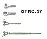 10 Pack - Balustrade Kit - 316 Stainless Steel Jaw/Swage Bottlescrew Eye Bolt