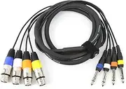MaxAV 4 Way Female XLR to Male 1/4" Stage Multicore Balanced Audio Cable, 4 Channel (2M)