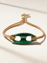 [Jenna Blake] Jenna Blake - 18-karat Gold Malachite And Suede Bracelet - Green - One size One size Green