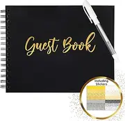 Wedding Guest Book for Polaroid Pictures 80 Black Blank Pages (40 Sheets) Photo Guestbook 8x10 inch Spiral Hardcover Book –Sign in Album Bridal Shower Baby Shower Funeral Christmas Airbnb