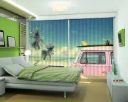 3D Seaside car6 Blockout Photo Curtain Printing Curtains Drapes Fabric Window AU
