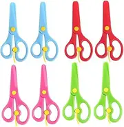 Kids Scissors, 8 Pack Preschool Training Scissors Kids Plastic Playdough Scissors Childrens Toddler Handmade Art Craft Scissors Left Handed Training Spring Scissors