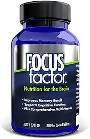 FOCUS factor, 30 Count - Tablets for Memory, Cognitive Function, Comprehensive Multivitamin - Ginkgo Biloba Extract - Brain Health Supplement – Neuronutrients, Multivitamins