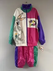 1993 Looney Tunes Warm Up Jacket & Pants Set, Bugs Bunny, Kids Sz 10-12 NEW VTG