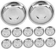 TIDTALEO 12Pcs Stainless Steel Sauce Bowls Dipping Bowls for Appetizers Kitchen Prep and Family Use Round Plates for Soy Sauce and Condiments