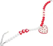 VICASKY Cat Dog Beaded Collar Small Heart Shape Pet Necklace Adjustable Wedding Party Pet Jewelry Accessories for Small Puppy Cats