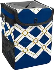 Car Trash Can with Lid and Storage Pockets Leak-Proof Organizer,Waterproof Garbage Can,Blue and White Scotland Flag
