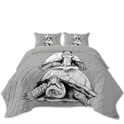 Funny Looking Turtle Couple Coverlet