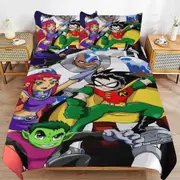 v2520 Bed Sheets Bedding Teen Titans Go Cartoon Bedding Sets Ultra Soft Skin-Friendly Duvet Cover 3 Piece, Cute Comforter Cover Bed Set for Boys Girl