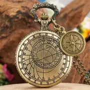 Old Fashion Unisex Quartz Pocket Watches with Pendant Compass Necklace Chain