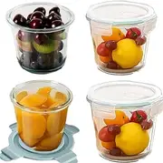 Glass Meal Prep Containers with Lids, Food container, Airtight Glass Storage Containers Set, 24OZ, Heat-Resistant BPA-Free for Soup Leftover, Microwave, Dishwasher, and Freezer Safe 4 Pack (Blue)