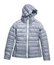 Canada Goose Logo Patch Hooded Padded Jacket XS light ozone blue