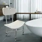 Aluminum Shower Chair Adjustable Bathtub Bench Bath Seat Aid Stool w/ Back