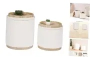 Round Ottoman with Storage Set of 2, Vanity Stool with Tray Storage for White