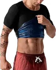 Mens Sauna T-Shirt Sweat Tee Compression Tank Top Weight Lose Workout Slimmer Shirt Gym Shapewear Athletic Short Sleeve Vest Heat Trapping Hot Fat