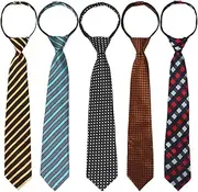 [kilofly] 5pc Pre-tied Adjustable Zipper Tie Kids Neck Strap Boys Baby Necktie