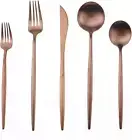 Matte Rose Gold Silverware Set, 5-Piece 18/10 Stainless Steel Satin Finish Flatw