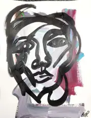 CORBELLIC EXPRESSIONISM 12X9 GHOST LINE PORTRAIT GALLERY MODERNISM COLORFUL ART