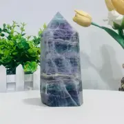 750g Natural Fluorite Crystal Obelisk Quartz Tower Healing Wand Point
