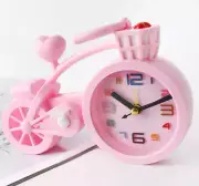 Alarm Clock Quartz Battery Operated Bicycle Design Bedside Clock Gift Clock Pink