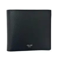 在飛比找momo購物網優惠-【CELINE】銀色小字logo皮革八卡短夾(黑色)