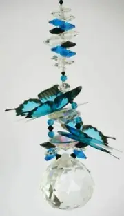 BIG Butterfly Crystal Ball Suncatcher, blue Ulysses hanging suncatchers gifts