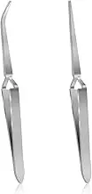 JJUNW 2PCS Precision Tweezers Set, Craft and Reverse Stainless Steel Cross Locking Tips, Bent and Straight Flat Tip for Crafting Jewelry Electronics