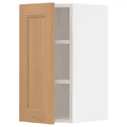 METOD wall cabinet with shelves, white/Vedhamn oak, 30x37x60 cm