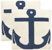 Home Collection Ahoy Anchor White/Blue 20-inch Square Outdoor Insert Pillow
