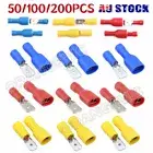 50/200pcs Insulated Spade Splice Electrical Wire Connectors Crimp Terminals Kit