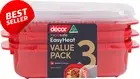 Decor Microsafe Oblong Storage Containers 3 Pack 900ml BPA-Free Microwave Safe
