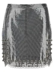 [Paco Rabanne] Paco Rabanne-Metallic Mesh Skirt Gonne Silver-Donna 38FR Silver