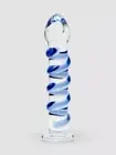 Crystal Glass Dildo Dong Thruster Blue Swirls Thick Textured Adult Sexy Toy NEW