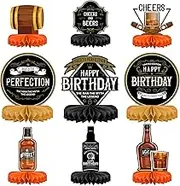 Whiskey Birthday Party Decorations for Men Aged to Perfection Table Centerpiece Whiskey Honeycomb Table Toppers for 30th 40th 50th 60th 70th 80th Birthday decorations