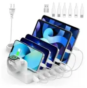 Charging Station for Multiple Devices,50W 6 Ports Charging Dock with 6 White