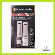 Russell Hobbs Electric Salt & Pepper Mills Brushed Silver With Light Feature