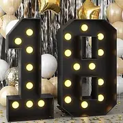 Marquee 18 Numbers 4ft Light up Numbers Black Large Number with Lights for 18th Birthday Party Decorations Giant LED Mosaic Frame Sign Letter 18 Cardboard Pre-Cut Foam Board Diy Anniversary Decor