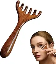 Sandalwood Scalp Massager - Deer Antlers Wide Tooth Comb | Sandalwood Hair Massager Deer Antlers Nasal Scraper | Wide Tooth Head Scratcher Comb for Men & Women Scalp Care (B)