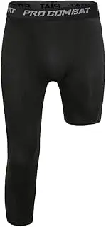 [Jonscart] Men's 3/4 One Leg Compression Capri Tights Pants Athletic Base Layer Underwear