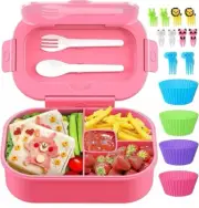 Bento Box for Kids 44oz 4 Compartment Lunch Container with Cutlery BPA Free NEW