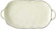 Serving Tray Decorative Tray Ceramic Tray Serving Tray with Handle Tray for Appetizers Breakfast Decorative Tray Kitchen Bathroom Living Room Countertop Storage Tray Coffee Table Tray(White)