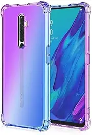 [EASSGU] TPU Silicone Mobile Phone Case for Oppo Reno2 Z (6.53 Inches), Transparent Gradient Case, Anti Drop and Anti-Scratch Protective Case - Blue Purple