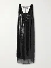 [La Ligne] La Ligne - Bead-embellished Sequined Jersey Midi Dress - Black - x small x small Black