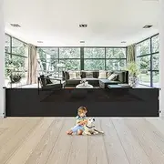 180 Inch Extra Wide Baby Gates for Large Openings Easy Operation Retractable Pet Gates for Wide Openings Extra Long Baby Gate for Stairs Divide The Space Retractable Large Dog Gate for Doorway, Black