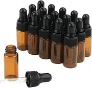 15Pcs Amber Glass Dropping Bottles 1ml 2ml 3ml 5ml Mini Essential Oil Dropper Bottles Empty Travel Sample Vials with Black Cap 3ml Brown