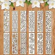 12 Pieces Stencils for Painting, Reusable Border Leaf Stencil, Furniture Cake Decorative Stencils for Wood Wall DIY Art Craft Canvas Fabric Home Decor
