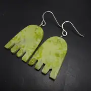 Santo Domingo Pueblo WARREN NIETO Light Yellow-Green ONYX EARRINGS Pierced